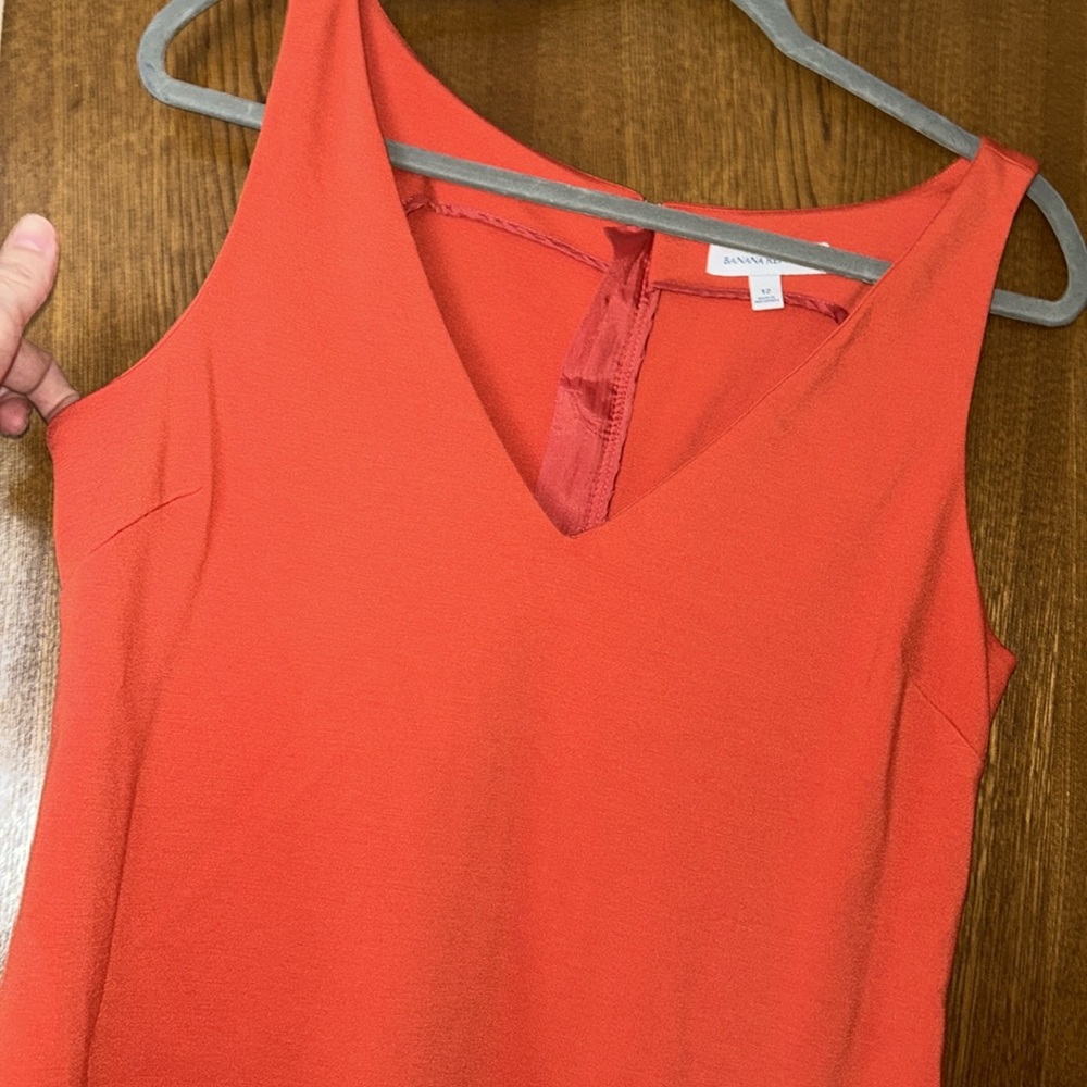 Banana Republic Women’s V Neck Dress Orange Size 12 - Picture 3 of 8